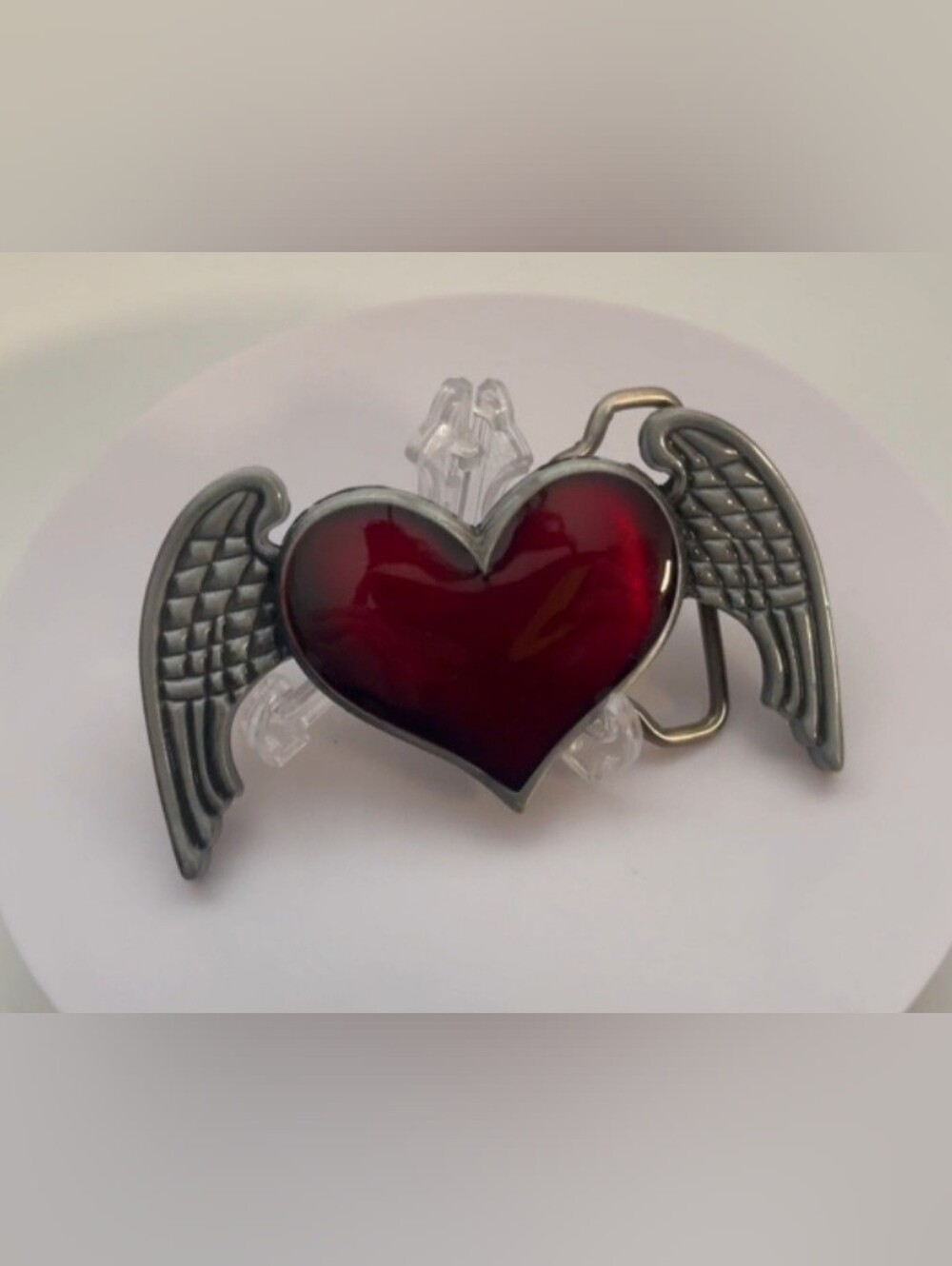 New red heart with wings love belt buckle